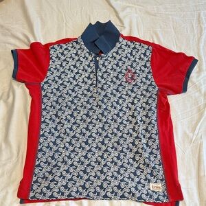 Evisu Red and Blue Paisley Polo